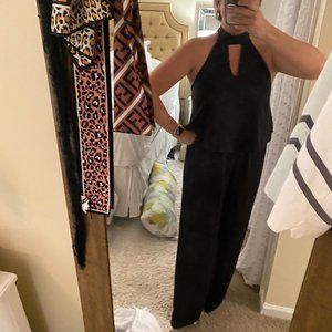 Beau Tissu Key Hole Layered Flare Leg Jumpsuit